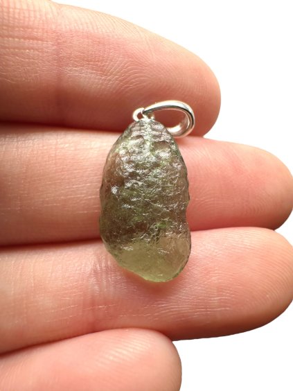Silber Moldavit Anhänger 1,1g
