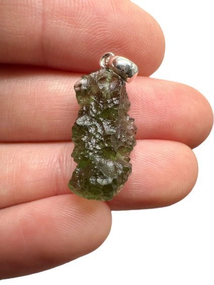 Silber Moldavit Anhänger 1,9g
