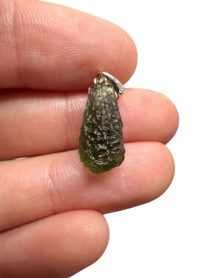 Silber Moldavit Anhänger 1,3g