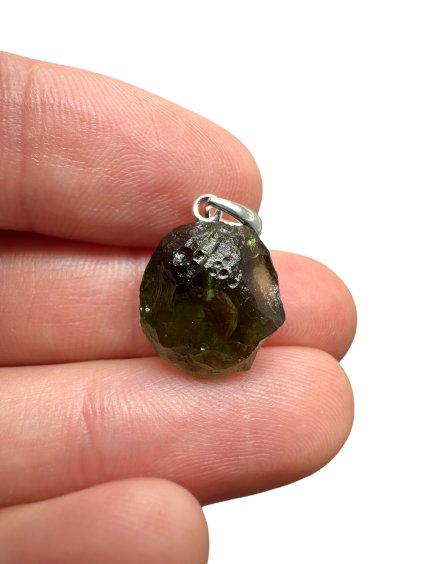 Silber Moldavit Anhänger 1,6g