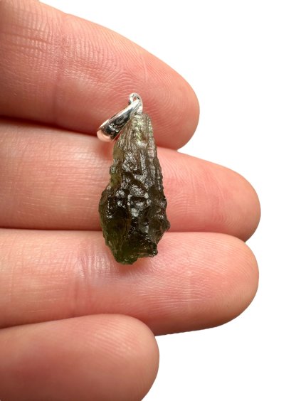 Silber Moldavit Anhänger 1,3g