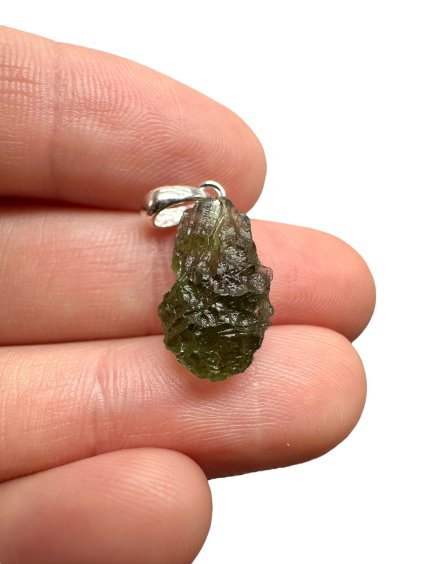 Silber Moldavit Anhänger 1,3g