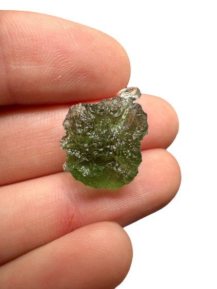 Silber Moldavit Anhänger 2,1g
