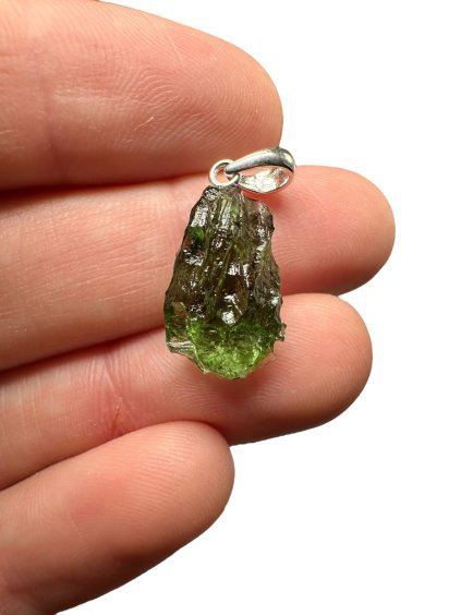 Silber Moldavit Anhänger 1,4g