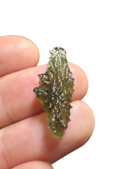 Stříbrný vltavínový přívěsek 1g