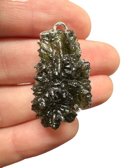 Silber Moldavit Anhänger 6,1g