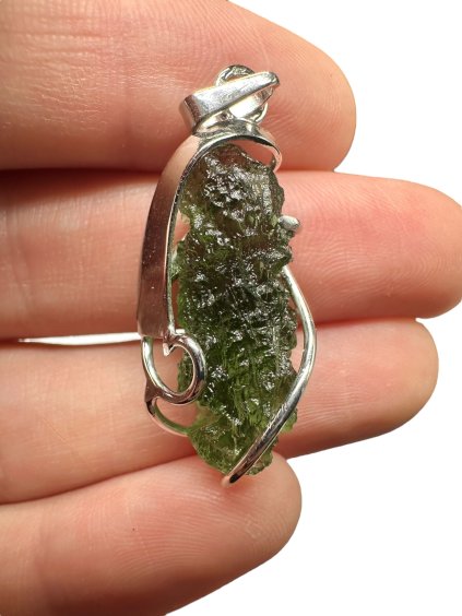 Silber Moldavit Anhänger 3,7g