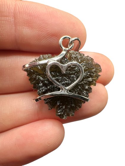 Silber Moldavit Anhänger 4,2g