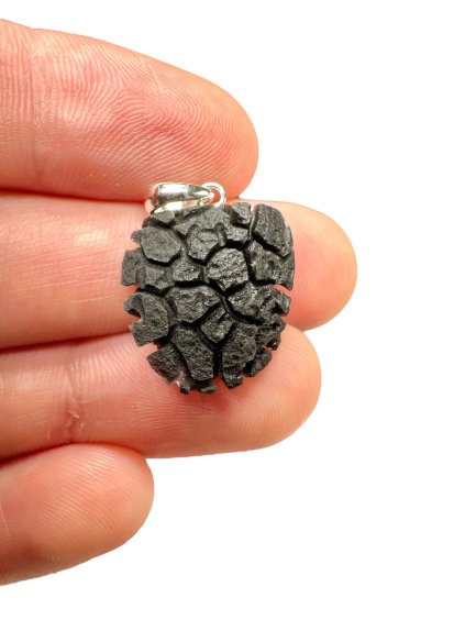 Silver pendant made from carpathian obsidian 1,6g