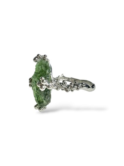 Silver ring with moldavite 5,6g