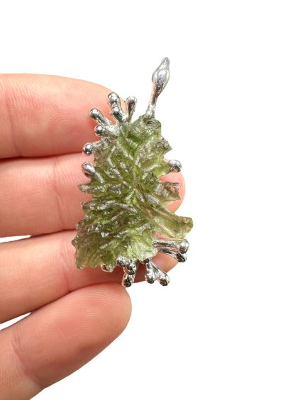 Silver moldavite pendant from Besednice Jezkovna 7g