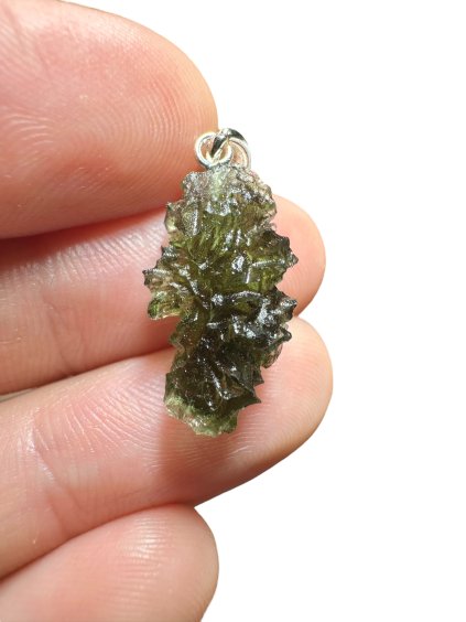 Stříbrný vltavínový přívěsek 1,4g