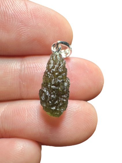 Stříbrný vltavínový přívěsek 0,9g