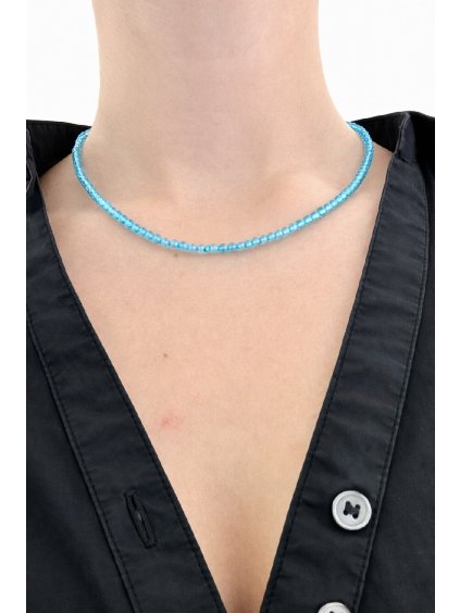 Halskette aus blauem Topas 4 mm – Facettierte Perlen