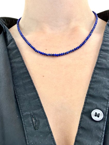 Lapis-Halskette 3 mm – Facettierte Perlen