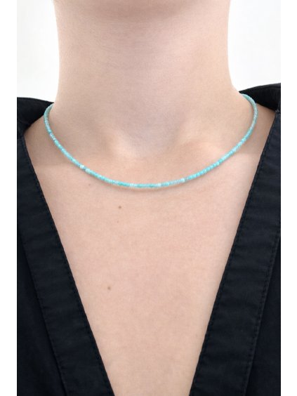 Halskette aus Amazonit 2,5 mm – Facettierte Perlen