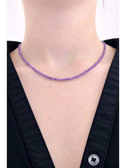 Amethyst-Halskette 2,5 mm – Facettierte Perlen