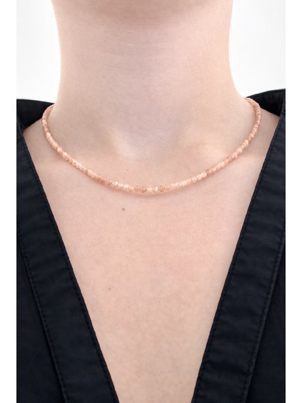 Halskette aus Mondstein 3,5 mm – Facettierte Perlen