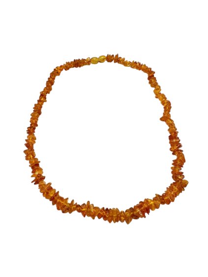 Necklace made of tumbled genuine amber / light – random piece