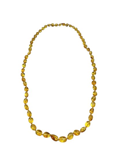 Necklace made of polished genuine amber spheres / light – random piece