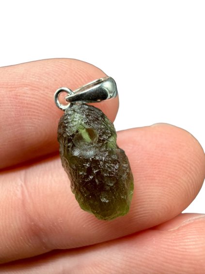Silber Moldavit Anhänger 1,3g