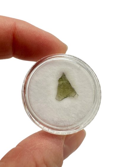 Moldavite in a box – Chlum nad Malsi – 0-0,2g