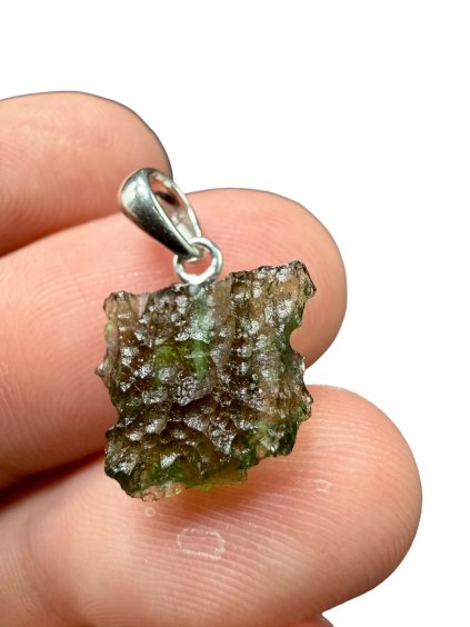 Silber Moldavit Anhänger 1,02g