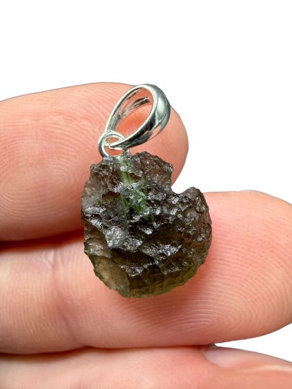 Silber Moldavit Anhänger 1,4g