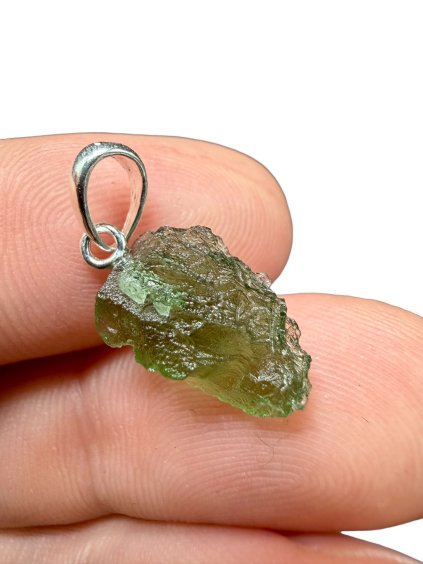 Silber Moldavit Anhänger 0,9g