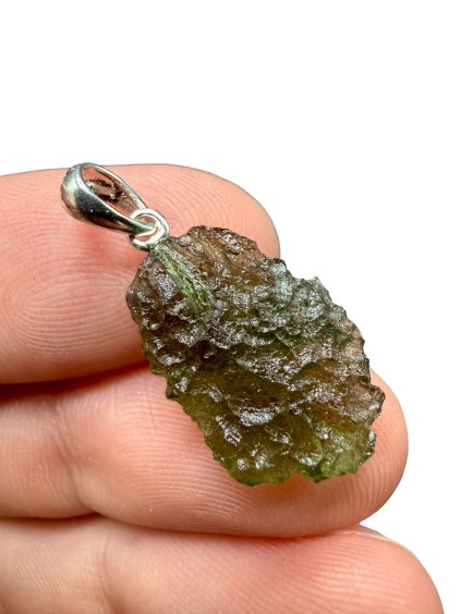 Silber Moldavit Anhänger 1,9g