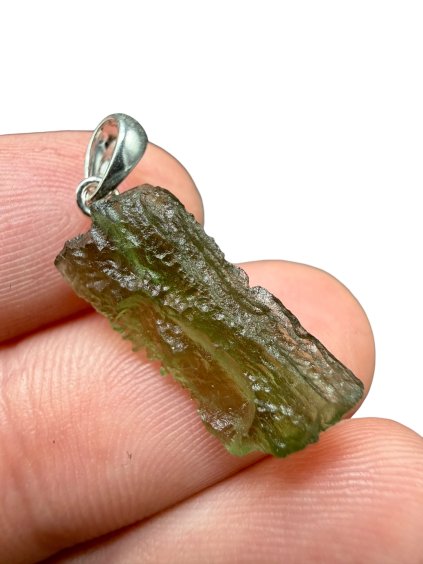 Silber Moldavit Anhänger 1,4g