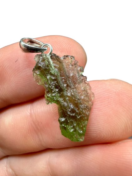Silber Moldavit Anhänger 1,1g