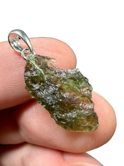 Silber Moldavit Anhänger 1,1g