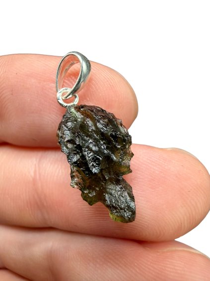 Silber Moldavit Anhänger 1,1g