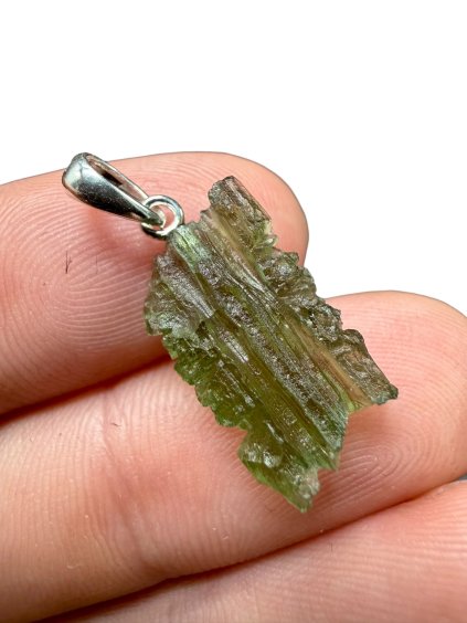 Silber Moldavit Anhänger 1,3g