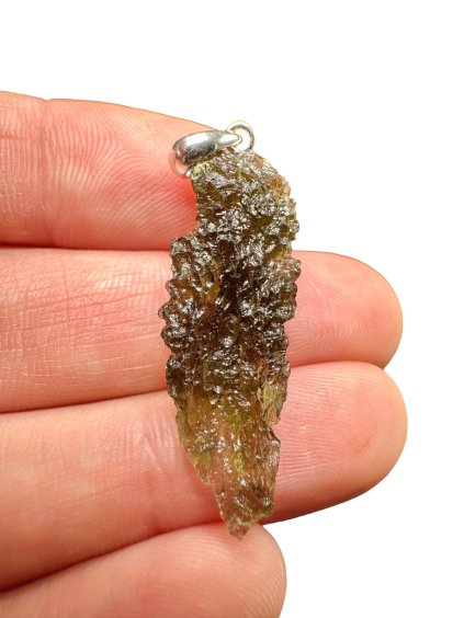 Silber Moldavit Anhänger 2,2g