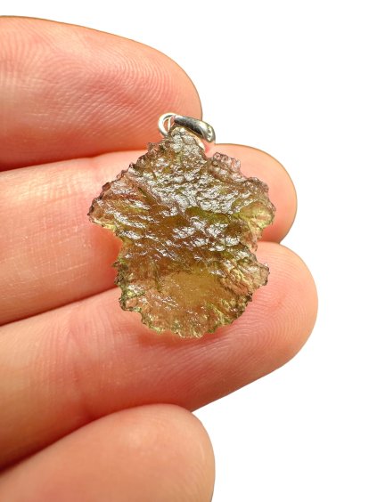 Silber Moldavit Anhänger 1,4g