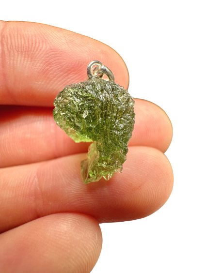 Silber Moldavit Anhänger 2,1g
