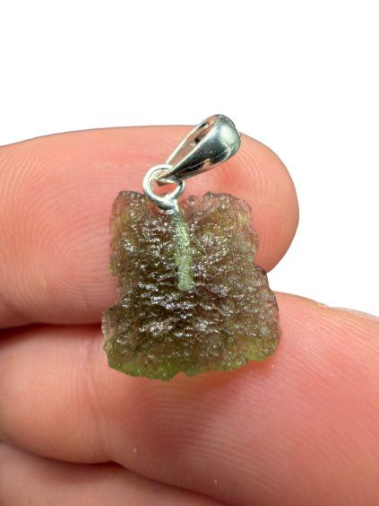 Silber Moldavit Anhänger 0,8g