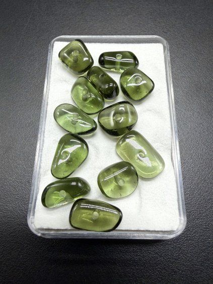 Moldavite bead with a 1.5 mm drilled hole – random piece