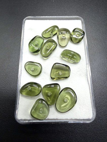 Moldavite bead with a 1.5 mm drilled hole – random piece