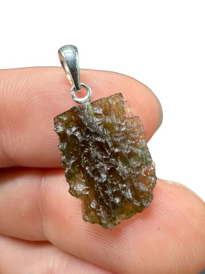 Silber Moldavit Anhänger 1,2g
