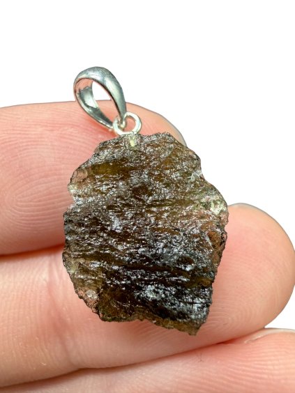 Silber Moldavit Anhänger 1,8g