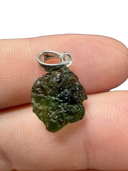 Silber Moldavit Anhänger 1,3g