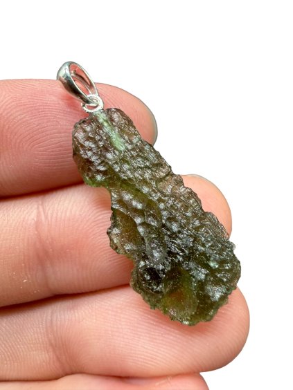 Silber Moldavit Anhänger 2,9g