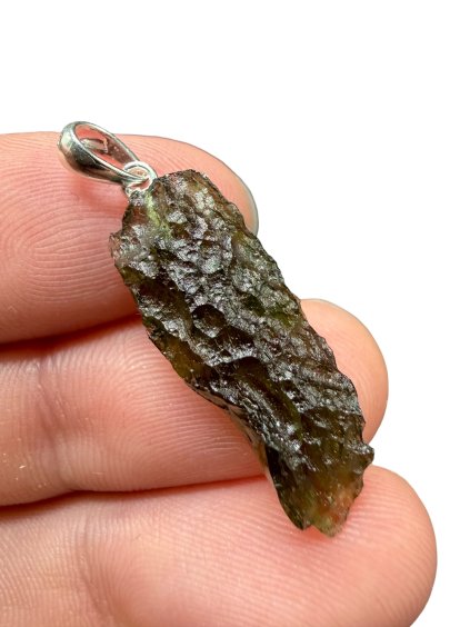 Silber Moldavit Anhänger 2,1g