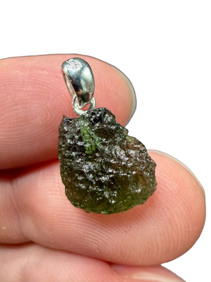 Silber Moldavit Anhänger 1,2g