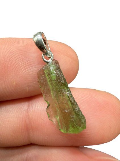 Silber Moldavit Anhänger 0,9g