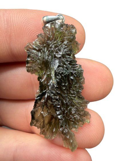 Silber Moldavit Anhänger 5,2g