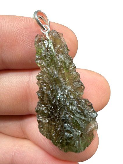 Silber Moldavit Anhänger 3,8g